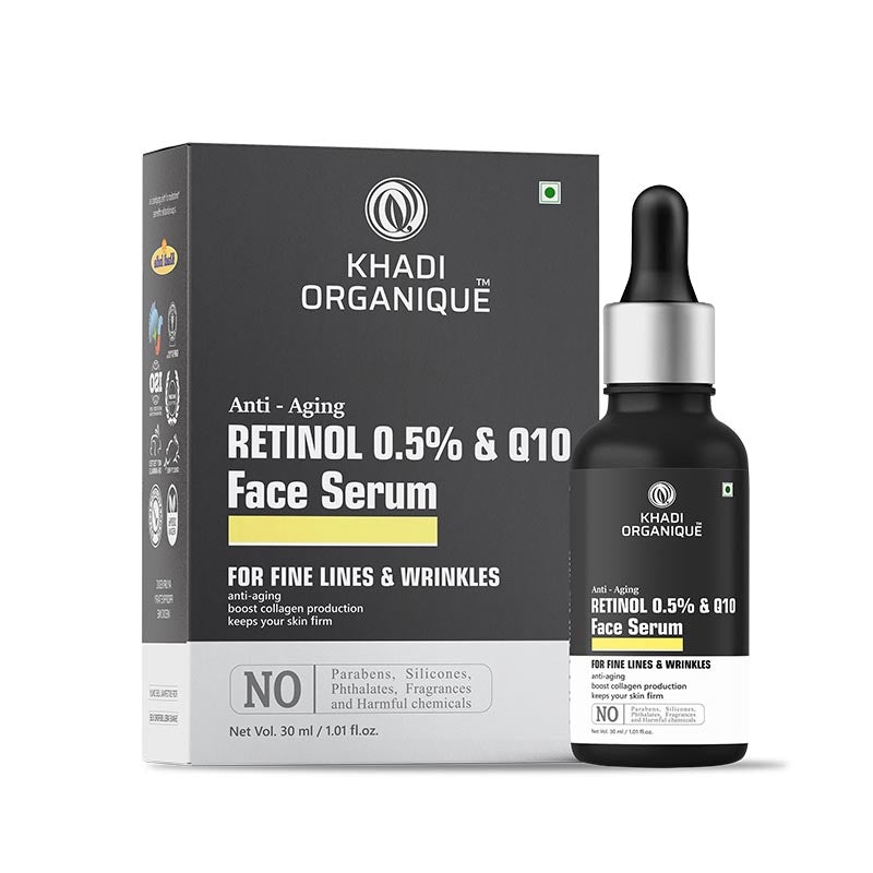 KHADI ORGANIQUE ANTI-AGING FACE SERUM With Retinol 0.5% + Q10-30 ml