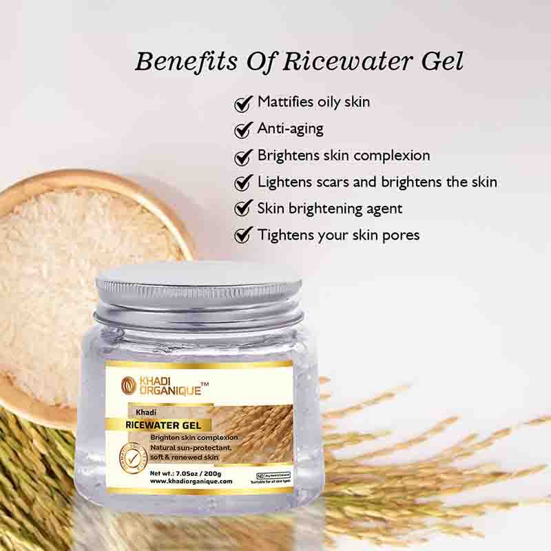 Soothing Gel Rice Khadi Organique Rice Water Gel | Rice Water for Brighten Skin & Natural ...