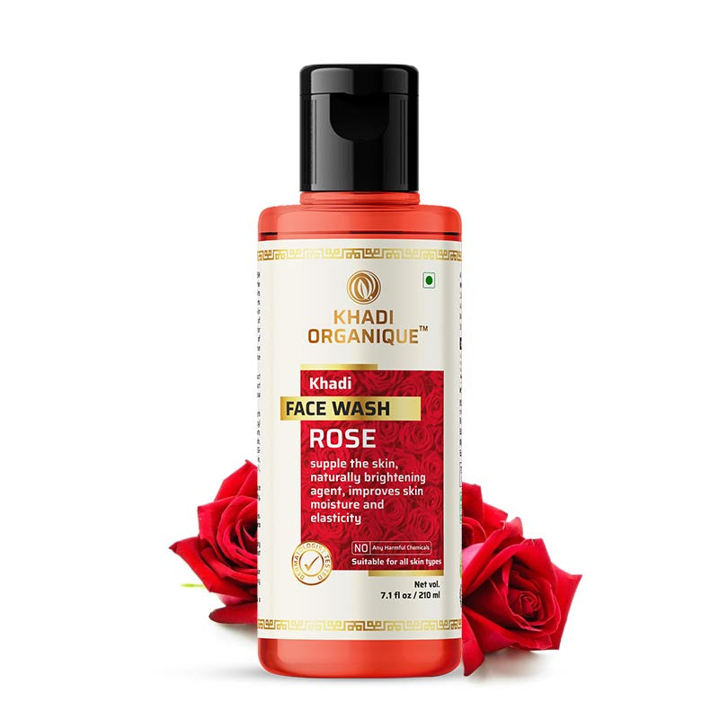 Khadi Organique Natural Glow Rose Face Wash Herbal Rose Face Wash