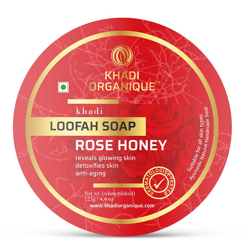 Khadi Organique Rose Honey Loofah Soap