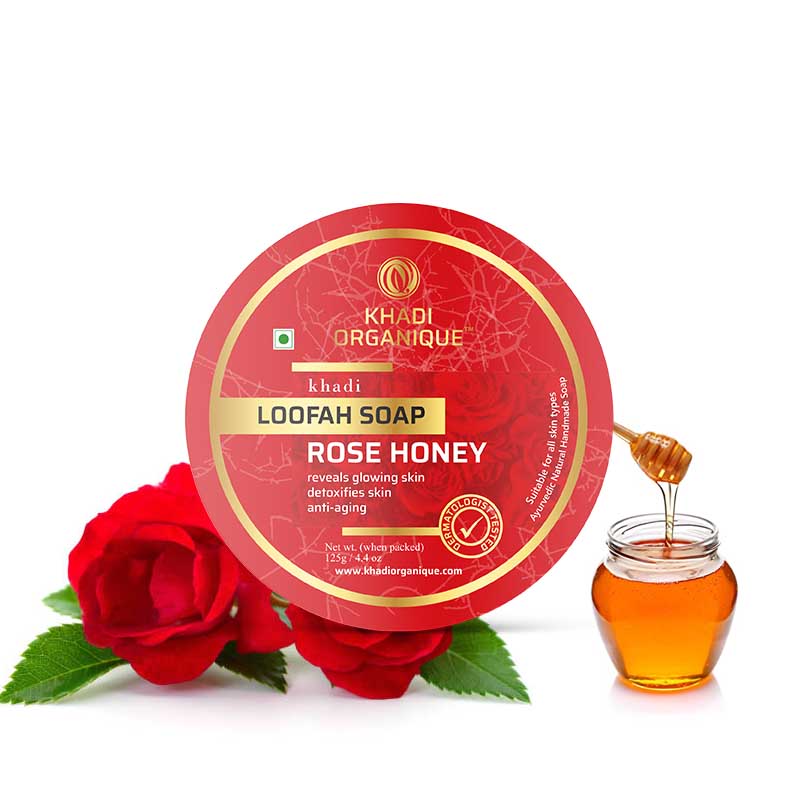 Khadi Organique Rose Honey Loofah Soap