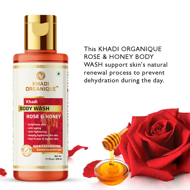 Khadi Organique Rose & Honey Body Wash (SLS & Paraben Free)