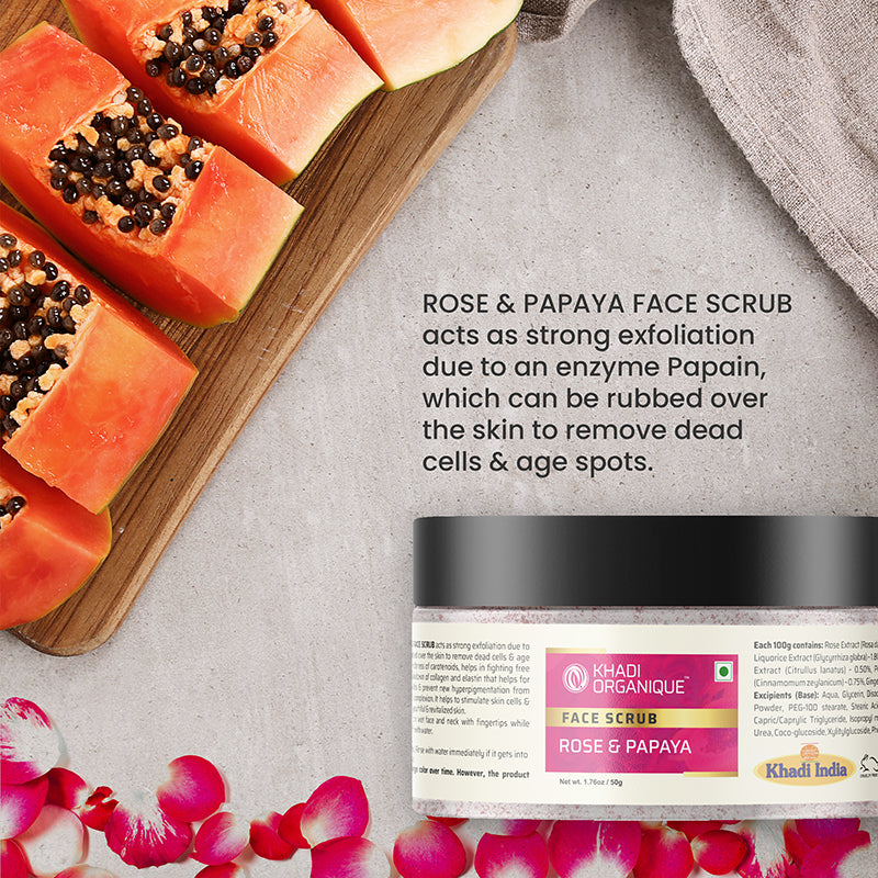 Khadi Organique Rose & Papaya Face Scrub