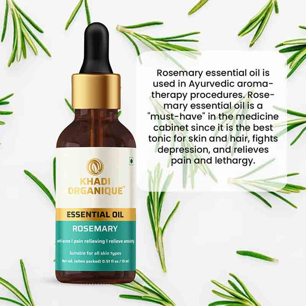 Khadi Organique Rosemary Essential Oil  - 15 ml