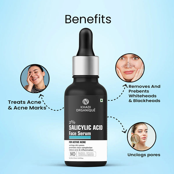Khadi Organique Salicylic Acid 2% + Hyaluronic Acid 1% Clarifying Face Serum-30 ml