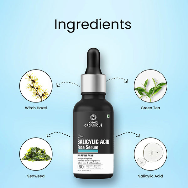 Khadi Organique Salicylic Acid 2% + Hyaluronic Acid 1% Clarifying Face Serum-30 ml