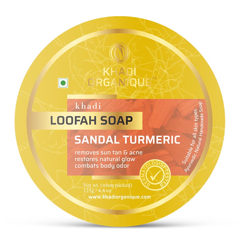 Khadi Organique Sandal Turmeric Loofah Soap