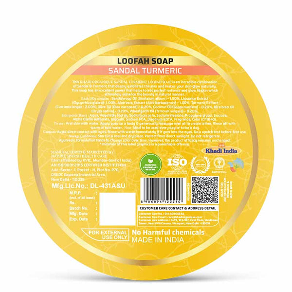 Khadi Organique Sandal Turmeric Loofah Soap