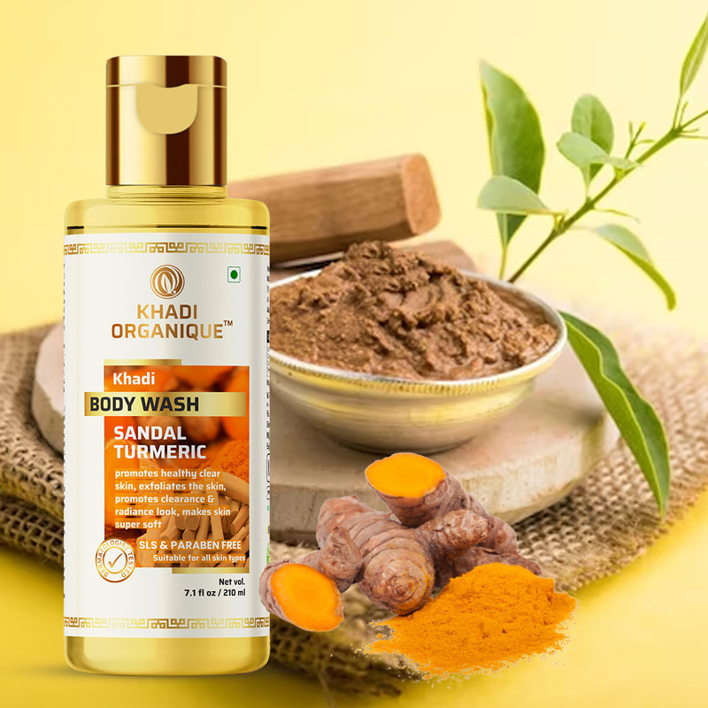 Khadi Organique Sandal Turmeric Body Wash SLS & Paraben Free