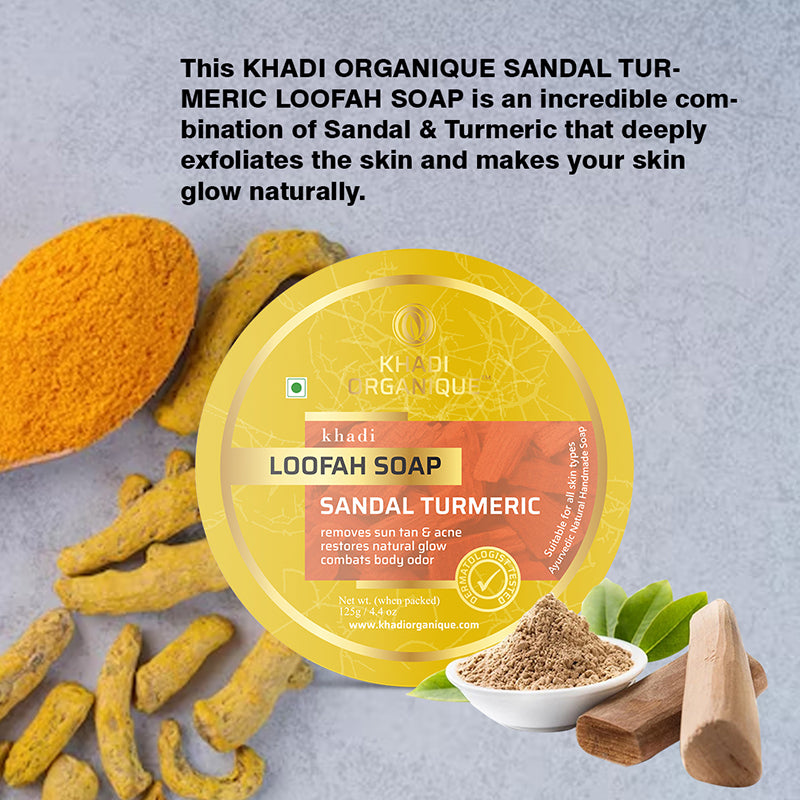 Khadi Organique Sandal Turmeric Loofah Soap