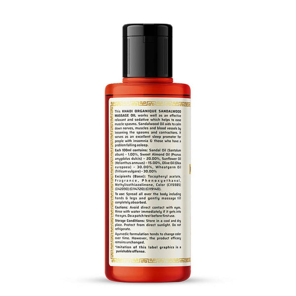 Khadi Organique Sandalwood Massage Oil - 210ml