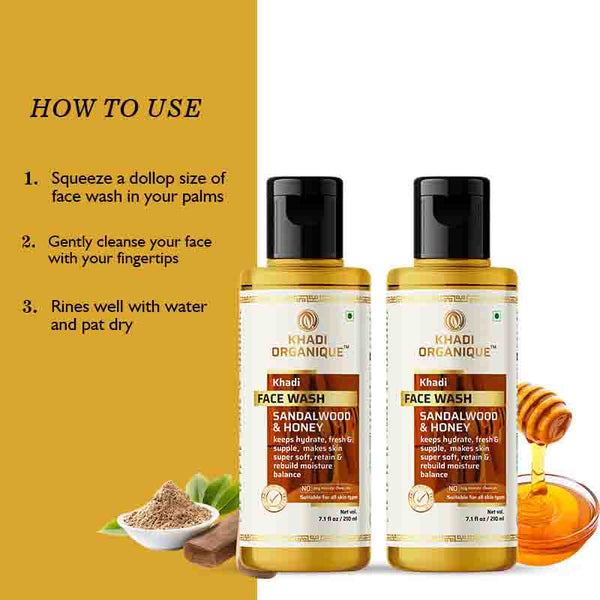 Khadi Organique Sandalwood and Honey Face Wash - pack of 2