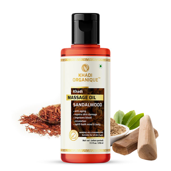 Khadi Organique Sandalwood Massage Oil- Without Mineral Oil-210 ml