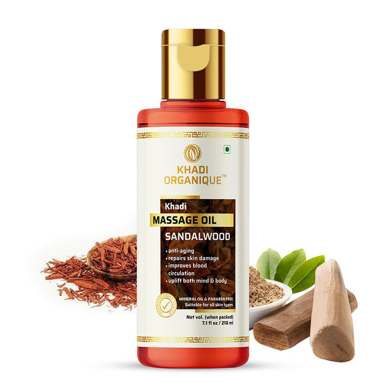 Khadi Organique Sandalwood Massage Oil- Without Mineral Oil-210 ml