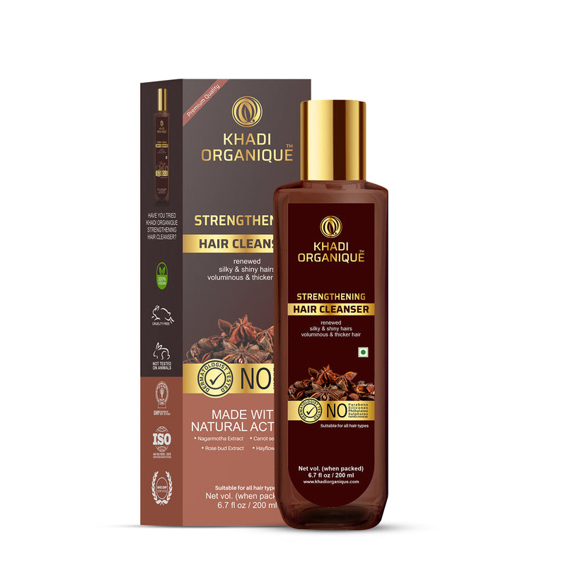 Khadi Organique Strengthening Hair Cleanser/Shampoo - SLS And Paraben Free-200 ml
