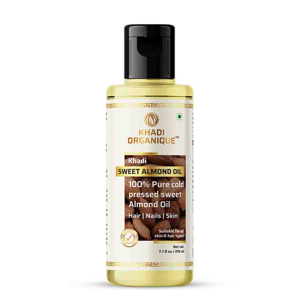 Khadi Organique Sweet Almond Oil (100% Cold Pressed Oil)-210ml