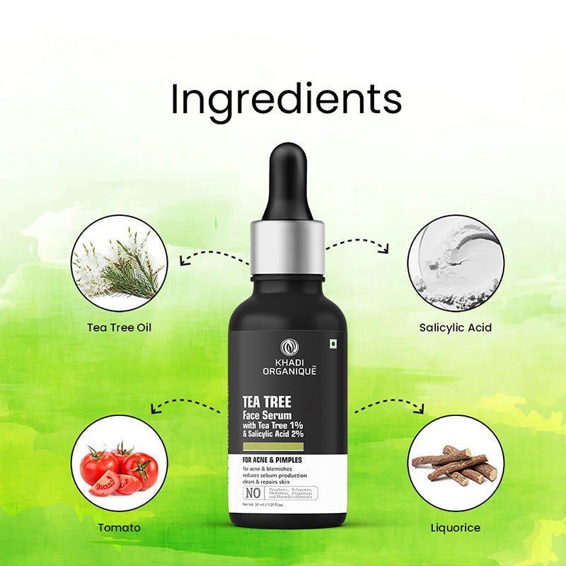 Khadi Organique Tea Tree Face Serum Tea Tree Serum for Face, Acne