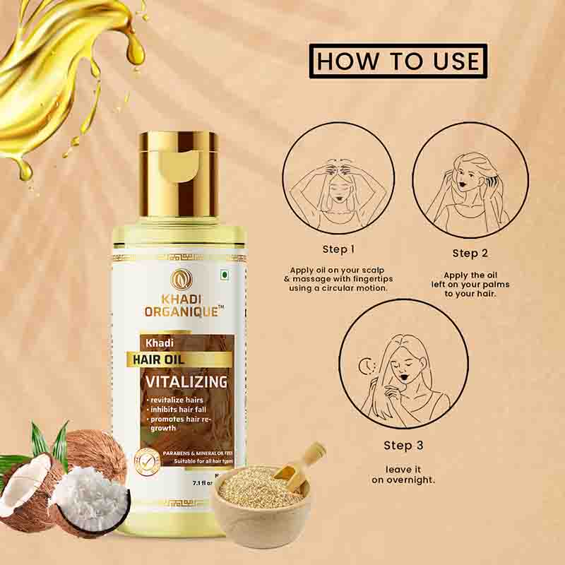 Khadi Organique Vitalising Hair Oil Paraben Mineral Oil Free210ml
