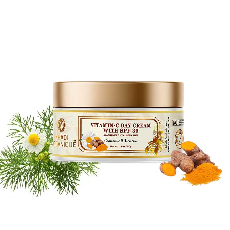 Khadi Organique Vitamin C Day Cream With SPF 30 For Dark Spots & Dull Skin - 50gm