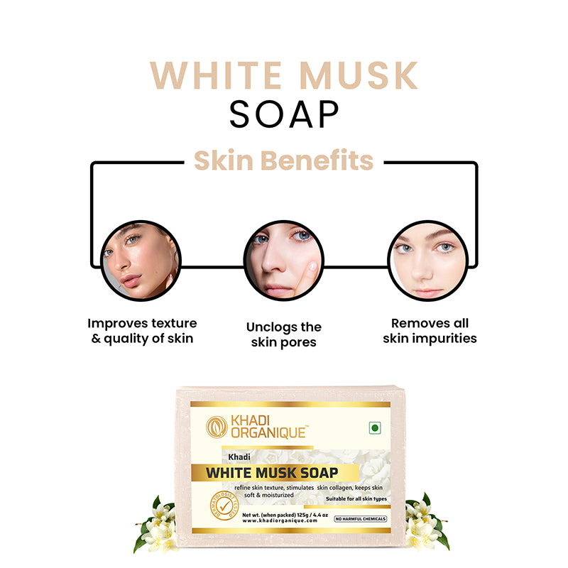 KHADI ORGANIQUE  WHITE MUSK SOAP (Pack Of 3)