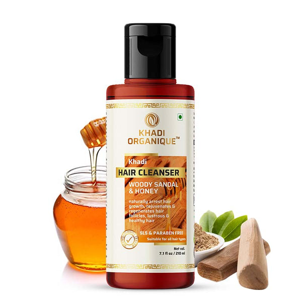 Khadi Organique Woody Sandal & Honey Hair Cleanser (Shampoo) - SLS And Paraben Free