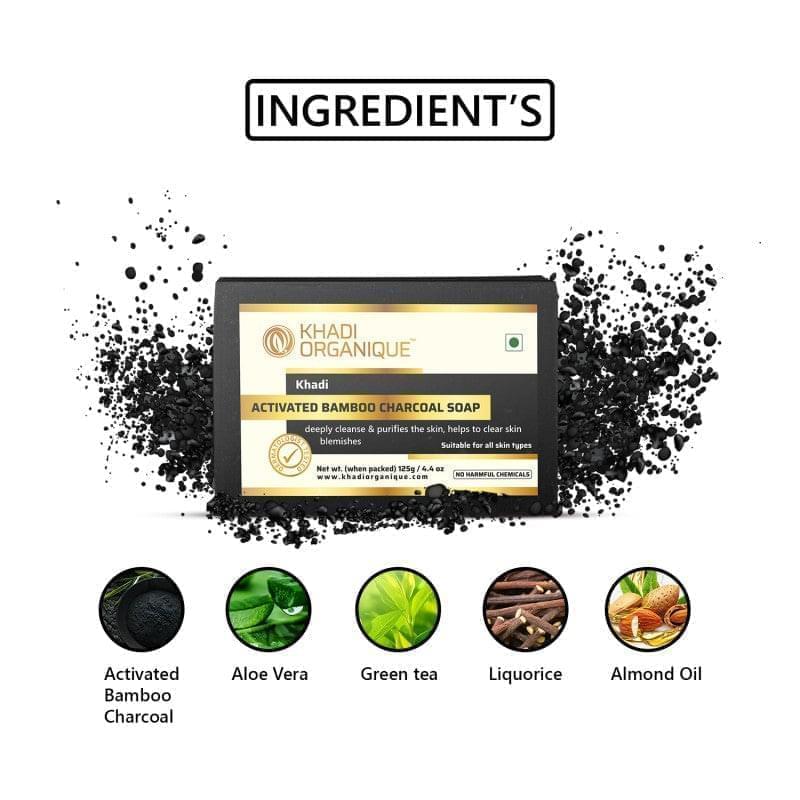 Activated Charcoal Soap Activated Bamboo Charcoal Soap Khadi Organique