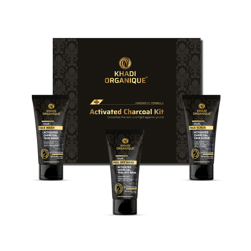 Khadi Organique Activated Charcoal Face Wash, Scrub & Peel Off Mask Gi