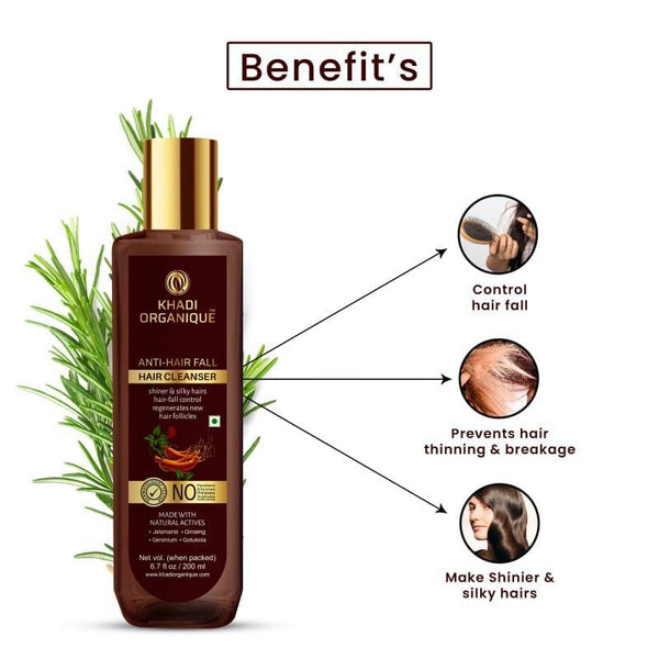 Anti-Hairfall Hair Cleanser/Shampoo - SLS And Paraben Free - khadiorganique