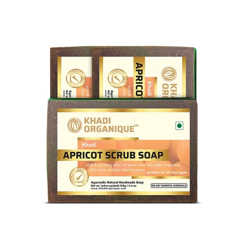 Khadi Organique Apricot Scrub Soap (Pack Of 3)