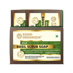 Khadi Organique Basil Scrub Soap (Pack Of 3)