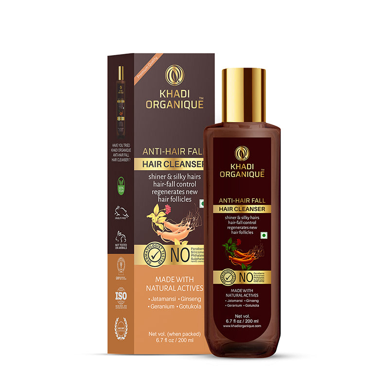 Khadi Organique Anti Hair Fall Cleanser/Shampoo - SLS And Paraben Free-200 ml