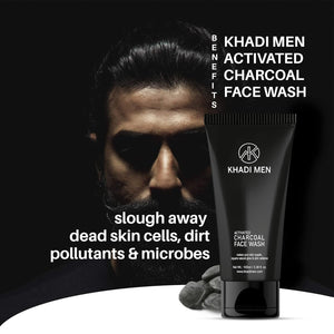Khadi Men Activated Charcoal Face Wash - Deep Cleansing & Detoxifying Formula for Oily & Acne-Prone Skin - 100ML