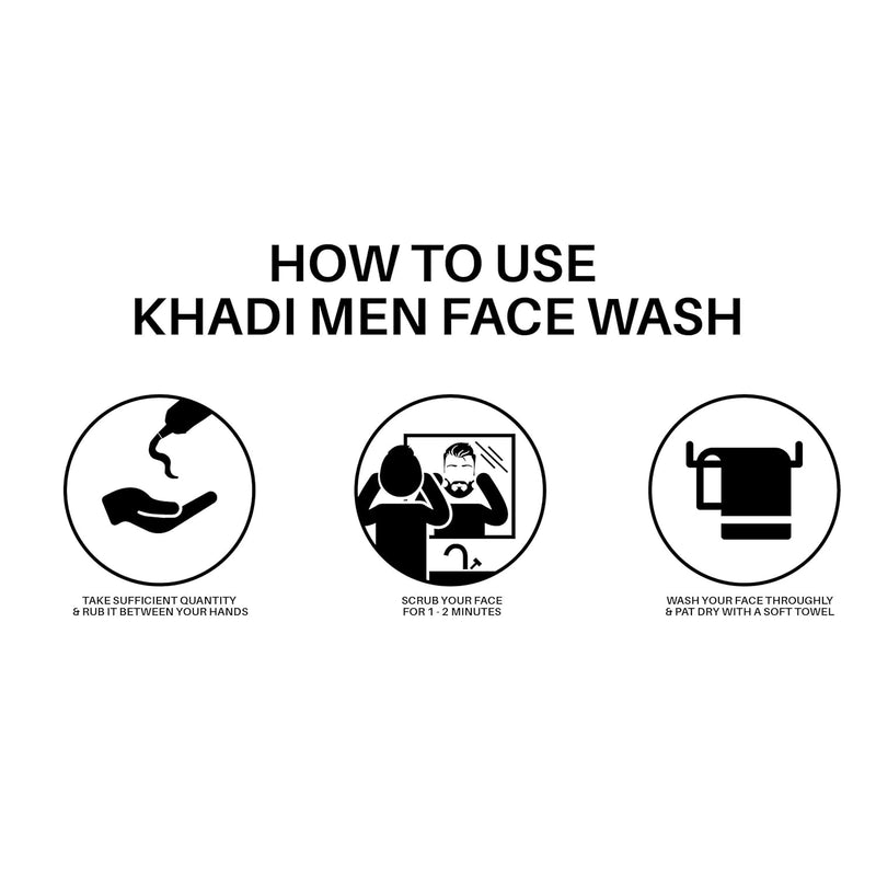 Khadi Men Activated Charcoal Face Wash - Deep Cleansing & Detoxifying Formula for Oily & Acne-Prone Skin - 100ML