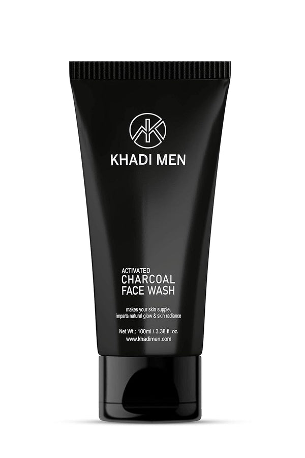 Khadi Men Activated Charcoal Face Wash - Deep Cleansing & Detoxifying Formula for Oily & Acne-Prone Skin - 100ML