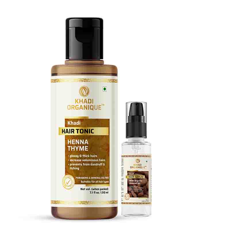 Khadi Organique Henna Thyme Hair Tonic & Hair Serum For Hair Dandruff & Hair Growth