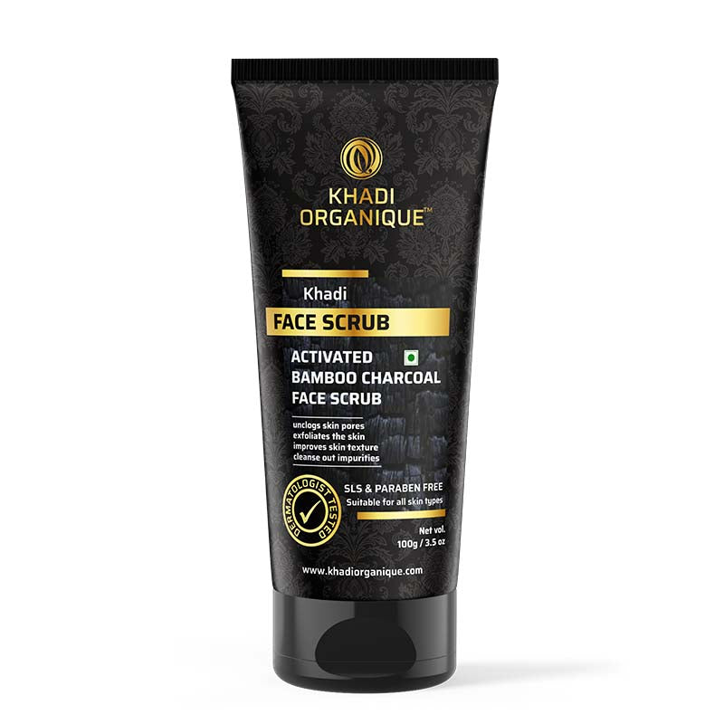 Khadi Organique Activated Bamboo Charcoal Face Scrub - SLS And Paraben Free