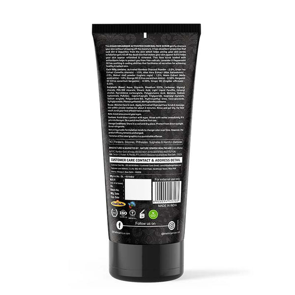 Khadi Organique Activated Bamboo Charcoal Face Scrub - SLS And Paraben Free