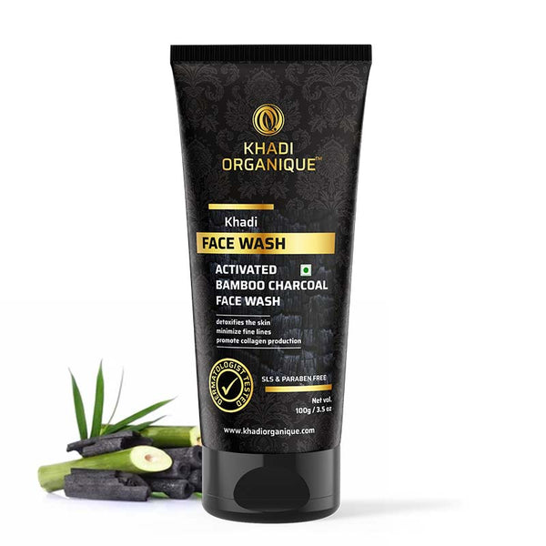 Khadi Organique Activated Bamboo Charcoal Face Wash - SLS And Paraben Free