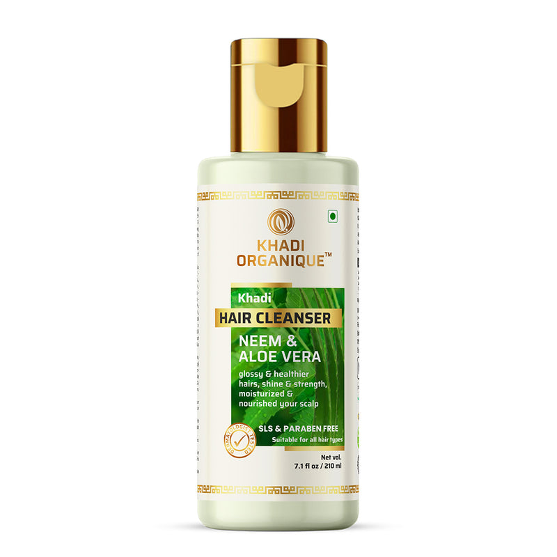 Khadi Organique Neem & Aloe Vera Hair Cleanser (Shampoo) - SLS And Paraben Free - 210ml