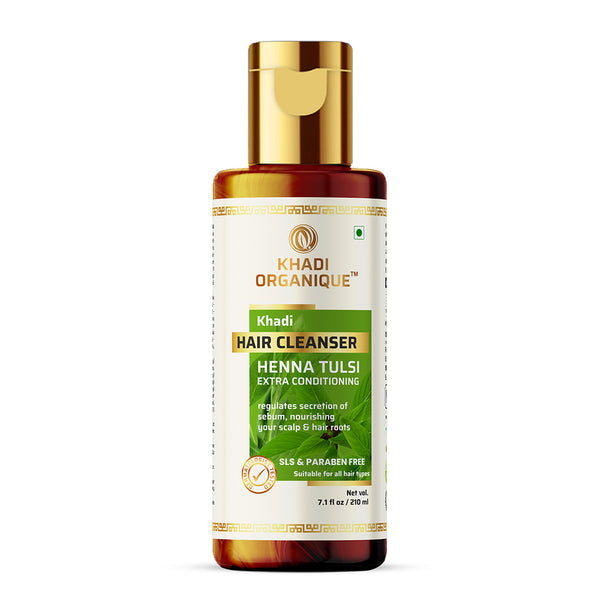 Khadi Organique Henna Tulsi Extra Conditioning Hair Cleanser (Shampoo) - SLS And Paraben Free - 210ml