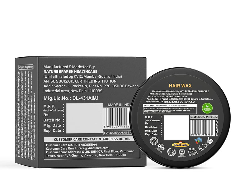 Khadi Men Stronghold Hair Wax for Men | For Natural Shine & Stylish Matte Finish with Volume | Easy Wash Off, Restylable Anytime | No Paraben, No Sulphate, No Alcohol - 50gm