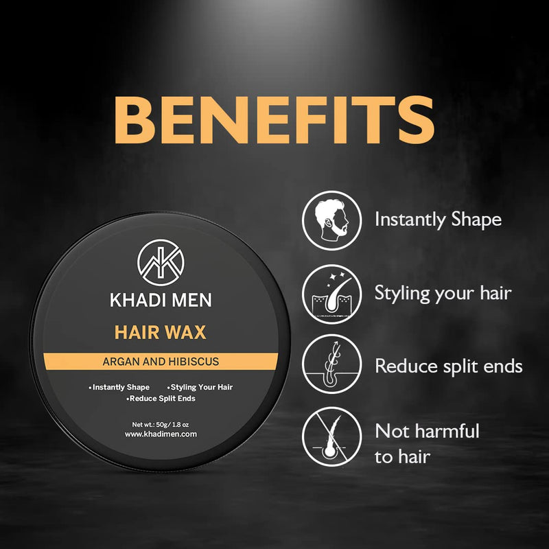 Khadi Men Stronghold Hair Wax for Men | For Natural Shine & Stylish Matte Finish with Volume | Easy Wash Off, Restylable Anytime | No Paraben, No Sulphate, No Alcohol - 50gm