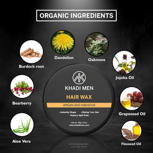 Khadi Men Stronghold Hair Wax for Men | For Natural Shine & Stylish Matte Finish with Volume | Easy Wash Off, Restylable Anytime | No Paraben, No Sulphate, No Alcohol - 50gm