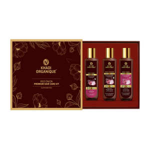 Khadi Organique Red Onion Hair Oil, Cleanser & Conditioner Gift Kit(300ml)