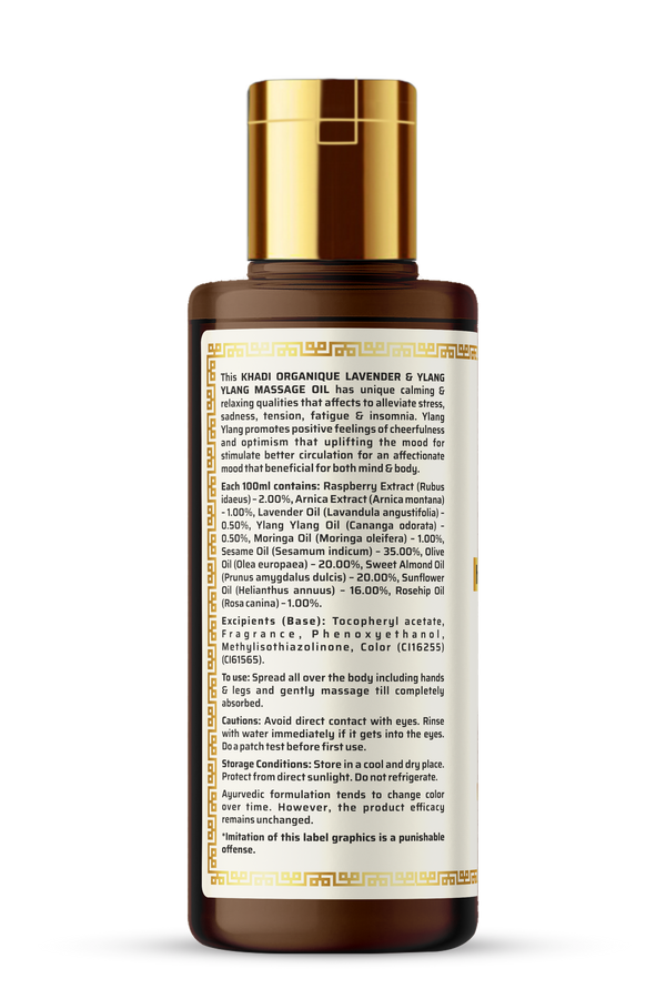 Khadi Organique Lavender & Ylang Ylang Masaage Oil Paraben Mineral Oil Free - 210ml