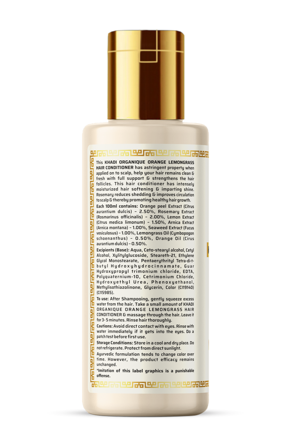 Khadi Organique Orange & Lemongrass Hair Conditioner (SLS & PARABEN FREE) - 210ml
