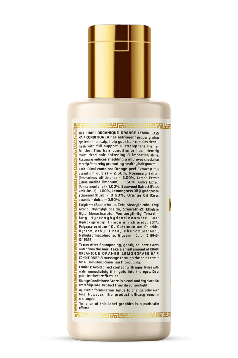 Khadi Organique Orange & Lemongrass Hair Conditioner (SLS & PARABEN FREE) - 210ml