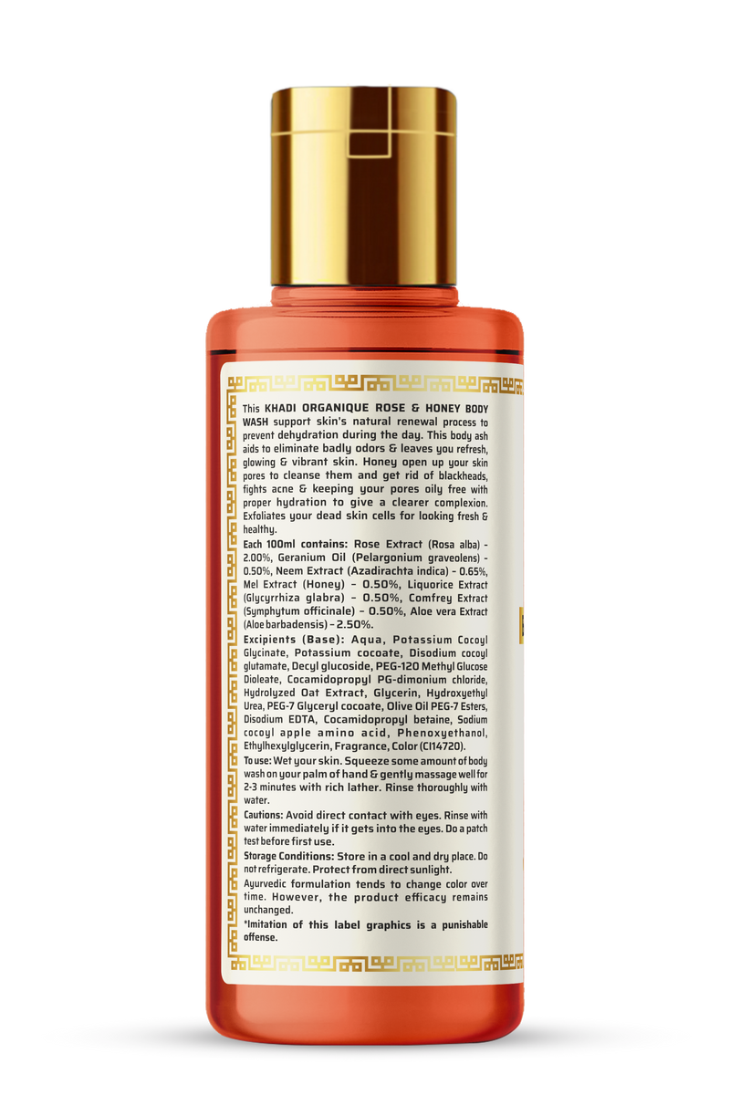 Khadi Organique Rose & Honey Body Wash (SLS & Paraben Free)