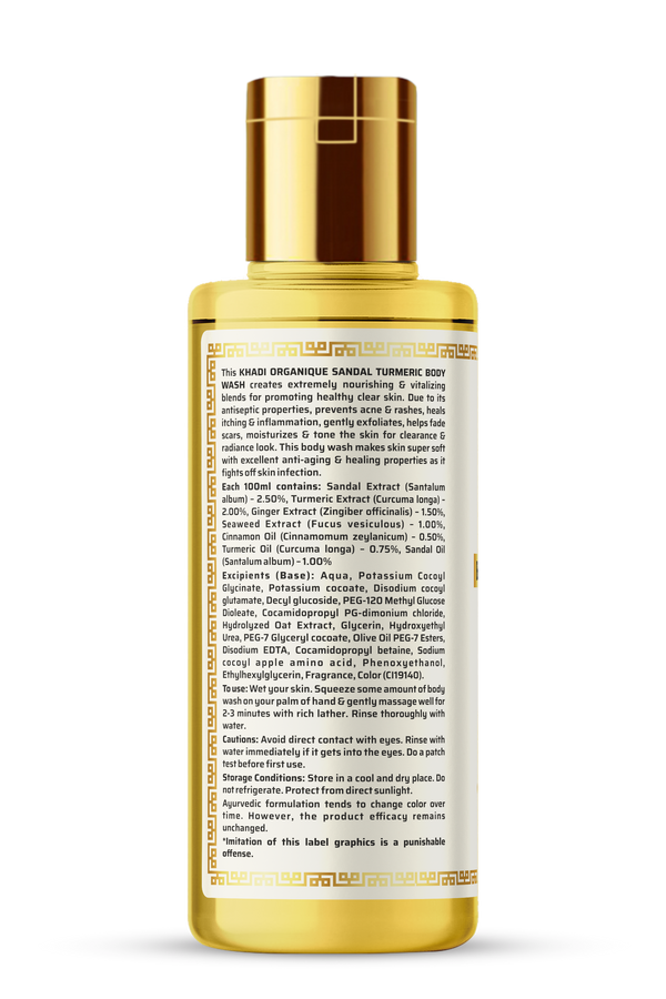 Khadi Organique Sandal Turmeric Body Wash SLS & Paraben Free