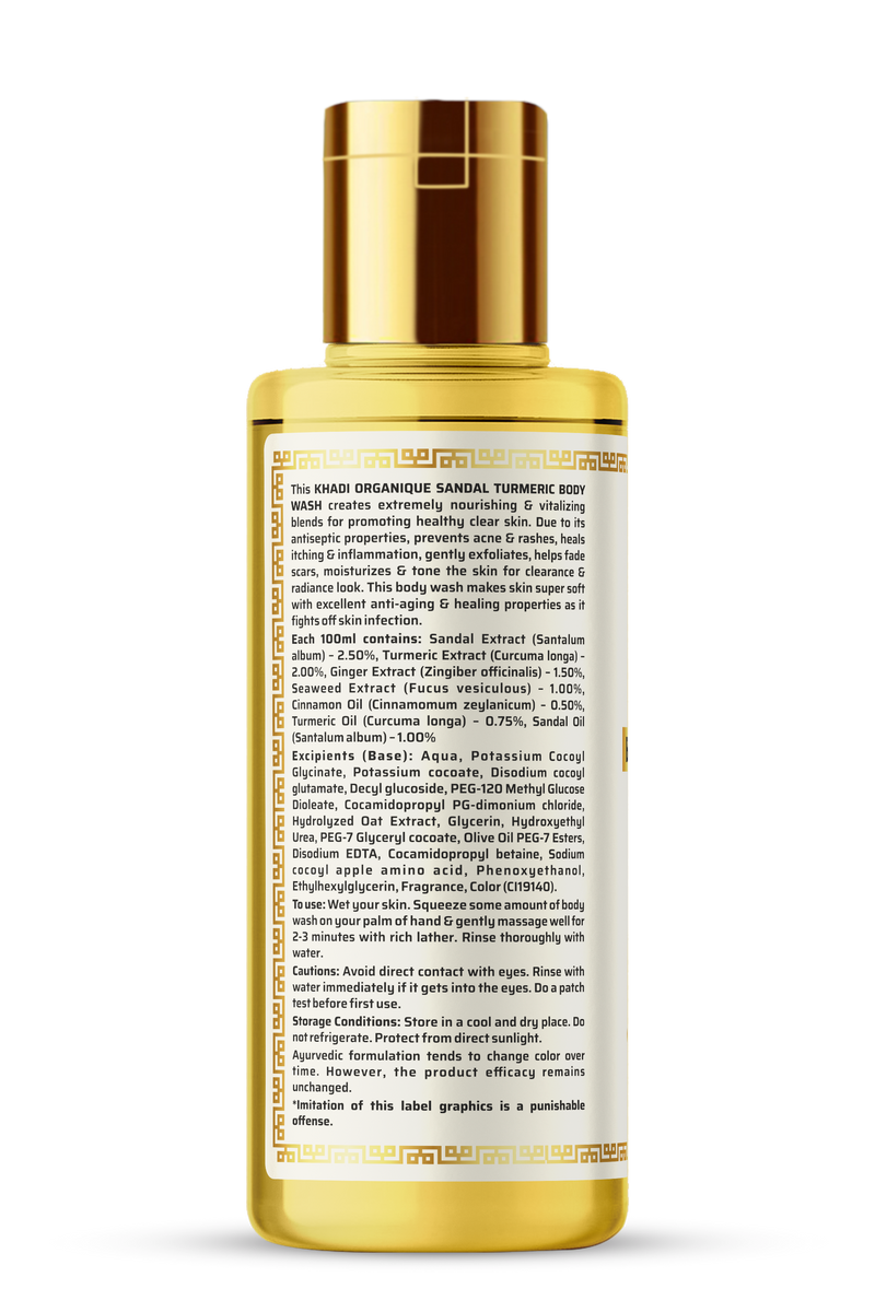 Khadi Organique Sandal Turmeric Body Wash SLS & Paraben Free